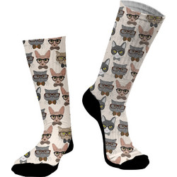 Dimisocks Do You Dare Hipster Cats Ανδρικές Κάλτσες Ψηλές με Σχέδια Εκρού 70144