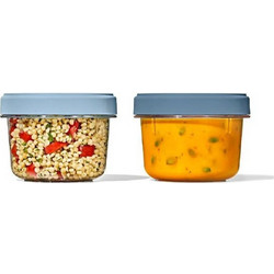 OXO Good Grips & Twist Stack Σετ Δοχεία Φαγητού Πλαστικά Κατάλληλα για Φούρνο Μικροκυμάτων Διαφανή Γκρι 2τμχ