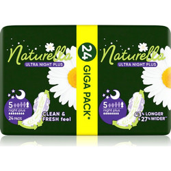 Naturella Ultra Night Plus Μέγεθος 5 Σερβιέτες με Φτερά για Αυξημένη Ροή 8 Σταγόνες 24τμχ