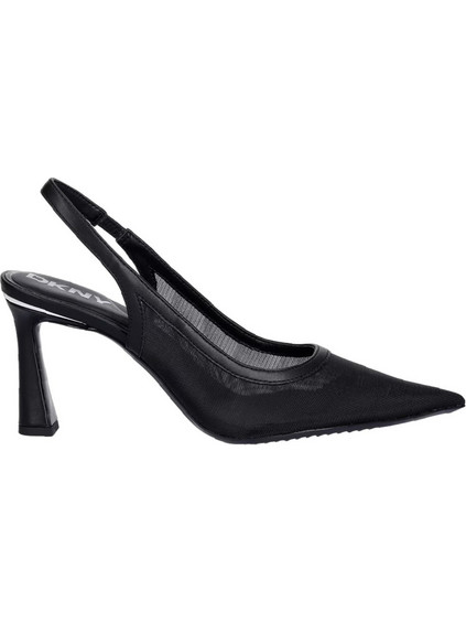DKNY Γόβες Slingback Δερμάτινες με Χοντρό Ψηλό Τακούνι Μαύρες K2600313-BLK