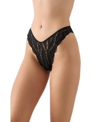 Minerva Alora Γυναικείο Sexy String με Δαντέλα Μαύρο 90-88734