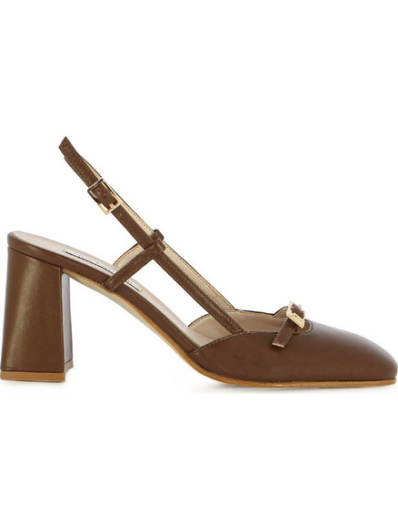 Guy Laroche Γόβες Slingback Δερμάτινες με Χοντρό Ψηλό Τακούνι Καφέ 339796