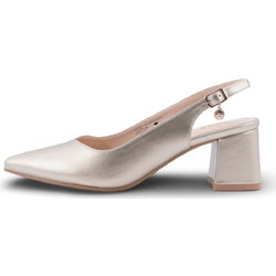 Xti Γόβες Slingback Δερμάτινες με Χοντρό Χαμηλό Τακούνι Χρυσές 145367