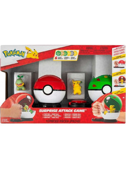 Jazwares Pokemon Surprise Attack Game Turtwig Poke Ball & Pikachu Friend Ball