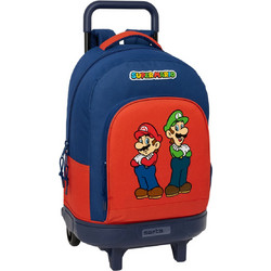 Safta Super Mario Mamma Mia Σχολική Τσάντα Τρόλεϊ Δημοτικού Μπλε Κόκκινη S4313712