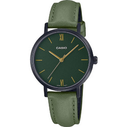 Casio Γυναικείο Ρολόι με Πράσινο Δερμάτινο Λουράκι LTP-VT02BL-3A