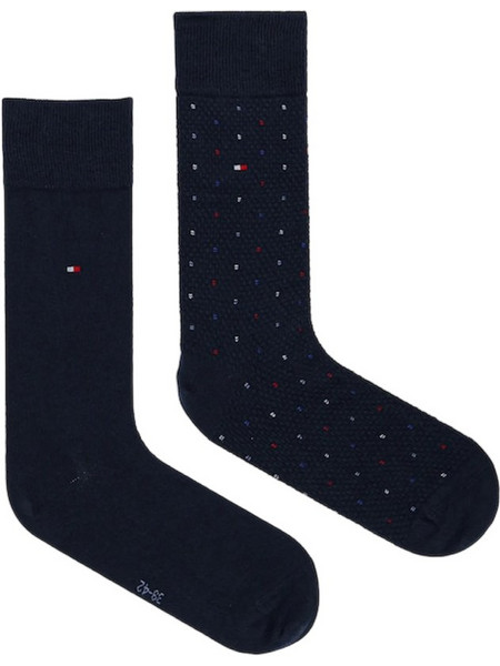 Tommy Hilfiger Ανδρικές Κάλτσες Ψηλές με Σχέδια Navy Μπλε 2Pack 701236311-071