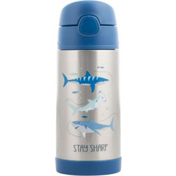 Stephen Joseph Shark Παιδικό Παγούρι Θερμός Μπαμπού με Καλαμάκι Μπλε 350ml