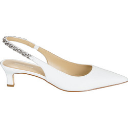Michael Kors Γόβες Slingback Δερμάτινες με Λεπτό Χαμηλό Τακούνι & Στρας Λευκές 40S6MCMP2L-085