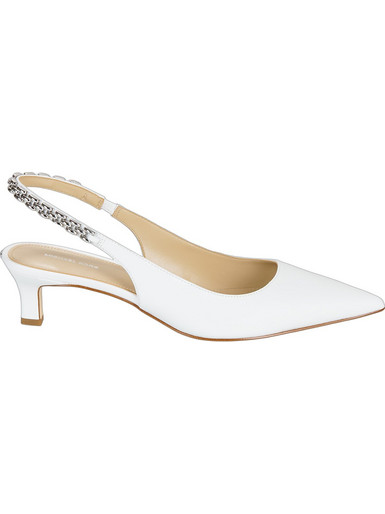 Michael Kors Γόβες Slingback Δερμάτινες με Λεπτό Χαμηλό Τακούνι & Στρας Λευκές 40S6MCMP2L-085
