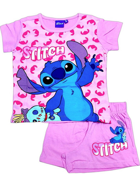 Disney Lilo & Stitch Παιδική Πιτζάμα Βαμβακερή Καλοκαιρινή Ροζ LIL36-0745