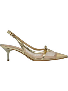 Bruni Γόβες Slingback Δερμάτινες με Τακούνι Στιλέτο με Φιόγκο Χρυσές 2534