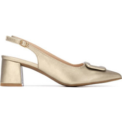 Xti Γόβες Slingback Δερμάτινες με Χοντρό Ψηλό Τακούνι Χρυσές 145365