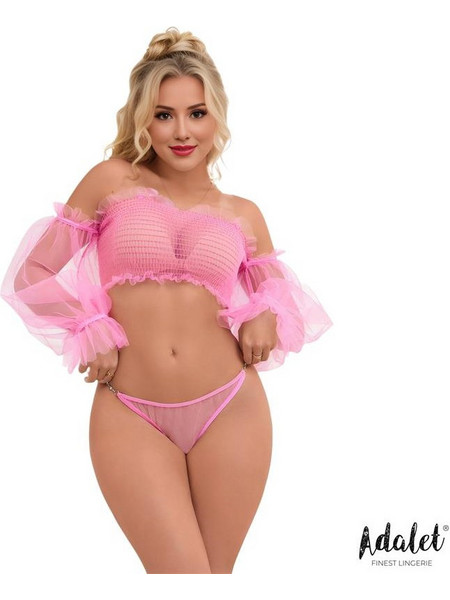 Adalet Melanie Σετ Sexy Εσώρουχα See Through Ροζ A-817