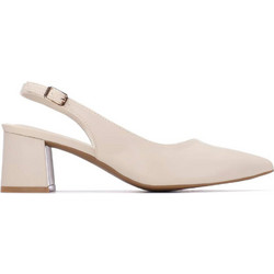 Xti Γόβες Slingback Δερμάτινες με Χοντρό Χαμηλό Τακούνι Μπεζ 145367