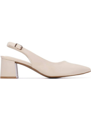 Xti Γόβες Slingback Δερμάτινες με Χοντρό Χαμηλό Τακούνι Μπεζ 145367