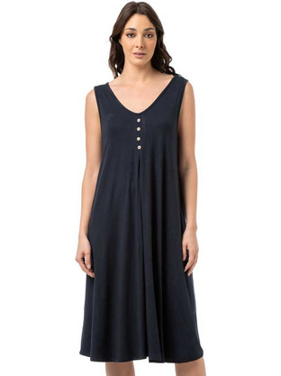 Bodymove Midi Καλοκαιρινό Καθημερινό Φόρεμα Μεταξωτό Navy Μπλε 1484