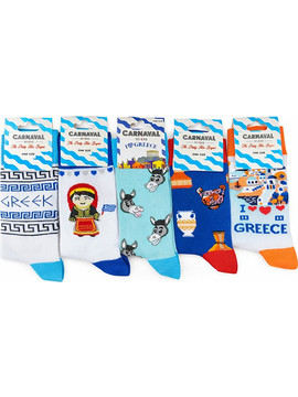Carnaval Love Greece Βαμβακερές Ανδρικές Κάλτσες Ψηλές με Σχέδια Πολύχρωμες 5Pack GRS-1