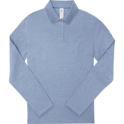 B&C Collection Γυναικεία Μπλούζα Polo Μακρυμάνικη Heather Γαλάζια PW464