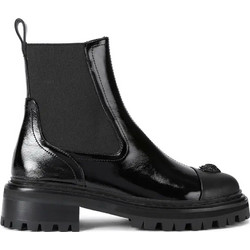 Kurt Geiger Eagle Γυναικεία Μποτάκια Chelsea Λουστρίνι Μαύρα με Χοντρό Χαμηλό Τακούνι 4989300109-00