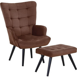 Woodwell Μπερζέρα με Υποπόδιο Καφέ Lobby Ε7142Β2
