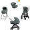 Inglesina Electa Quattro Darwin Recline Evo 2026 Καρότσι Μωρού 3 σε 1 Studio Grey Iron Black