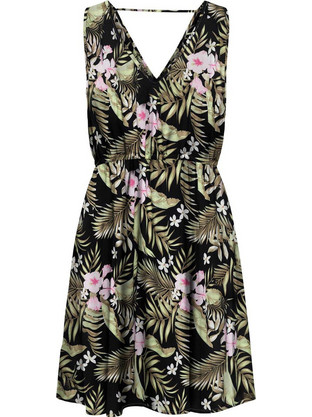 Only Mini Καλοκαιρινό Καθημερινό Φόρεμα Floral Μεταξωτό Μαύρο Χακί 15323197