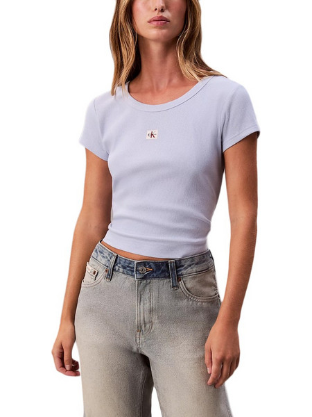 Calvin Klein Γυναικείο Καλοκαιρινό Crop Top Ριπ Γαλάζιο LV047C200G-TKF