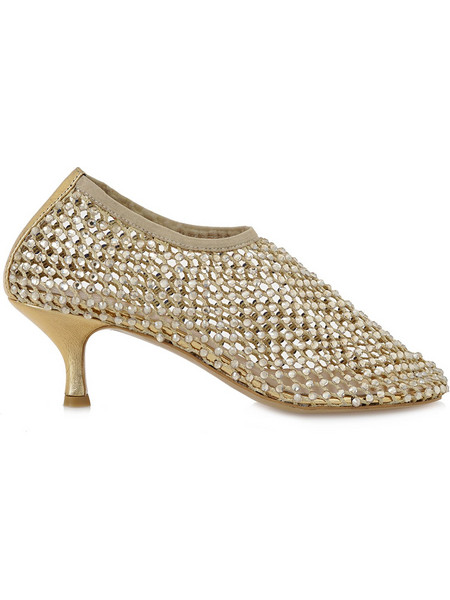 Lara Conte Γόβες με Λεπτό Χαμηλό Τακούνι & Στρας Χρυσές W157A6023-AP2