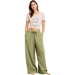 Roxy Ψηλόμεση Υφασμάτινη Γυναικεία Παντελόνα Loose Εφαρμογή Πράσινο Mint ERJNP03545-GLD0