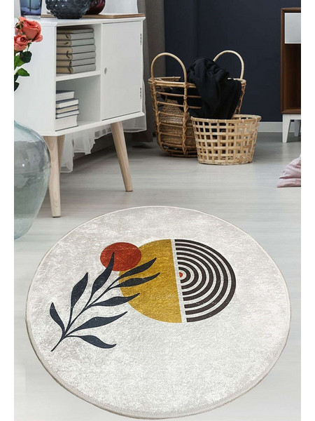 Conceptum Le Soleil Χαλί Στρογγυλό 140cm White-Multi