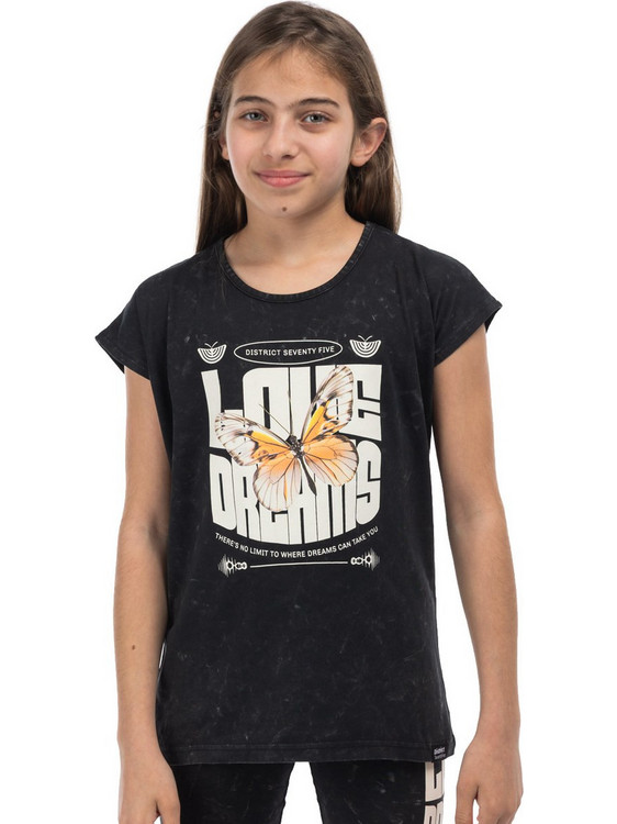 District75 Παιδικό T-Shirt Αμάνικο Μαύρο 126KGSS-744-071