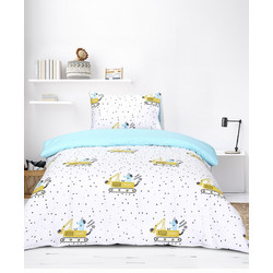 Kocoon Σετ Παιδικά Σεντόνια Μονά Βαμβακερά 160x260 Diggy White Turquoise 3τμχ
