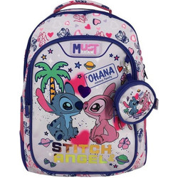 Must Disney Stitch Angel Ohana Σχολική Τσάντα Πλάτης Δημοτικού Πολύχρωμη 565773