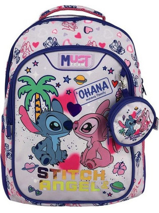 Must Disney Stitch Angel Ohana Σχολική Τσάντα Πλάτης Δημοτικού Πολύχρωμη 565773