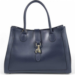 Passaggio Leather Γυναικεία Τσάντα Χειρός Δερμάτινη Navy Μπλε 5425-KR-04