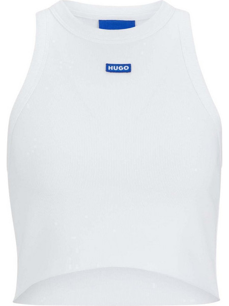 Hugo Boss Γυναικείο Καλοκαιρινό Crop Top Ριπ Λευκό 50511450-100