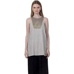 AGGEL Γυναικείο Καλοκαιρινό Top Λινό Γκρι SS31535KF-39