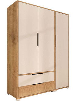 Hanah Home Τρίφυλλη Ντουλάπα Ρούχων Flora Μπεζ 137x45x183cm 469ORN1119