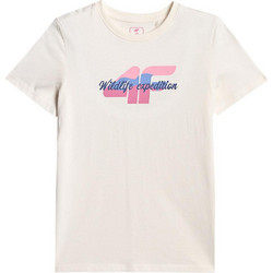 4F Παιδικό T-Shirt Κοντομάνικο Εκρού 4FJWSS26TTSHF2885-11S