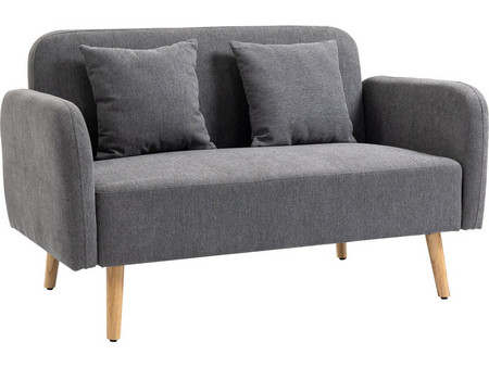HOMCOM Διθέσιος Καναπές Βελούδινος Γκρι 130x70x80cm 839-209GY