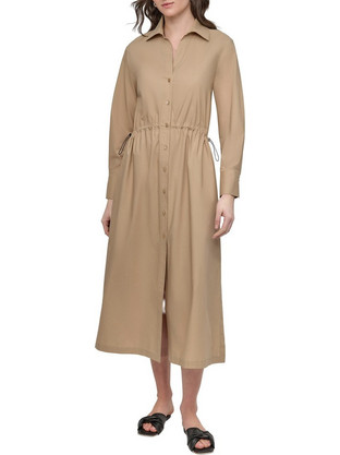 DKNY Midi Καθημερινό Φόρεμα Σεμιζιέ Μπεζ DJ5D9081-TVN