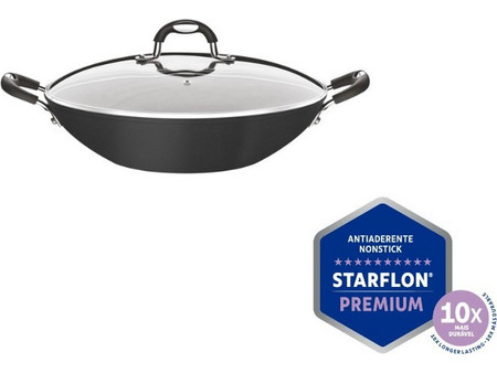 Tramontina Monaco Wok Αλουμινίου Αντικολλητικό με Καπάκι 33.1cm 28708/032