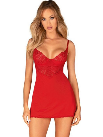 Obsessive Ingridia Sexy Babydoll See Through με Δαντέλα Κόκκινο D-236671
