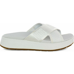 UGG Emily Mesh Δερμάτινα Γυναικεία Σανδάλια Λευκά 1119491-WMS