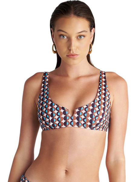 BLU4U Polca Borders Bikini Top Μπουστάκι με Ενίσχυση Καφέ Εκρού 26366467-47