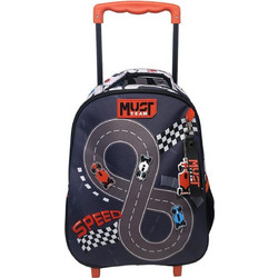 Must Racing Cars Σχολική Τσάντα Τρόλεϊ Νηπιαγωγείου Μαύρη 587620