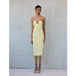 Mix & Match Valentina Midi Καλοκαιρινό Φόρεμα για Γάμο / Βάπτιση Κίτρινο SS2608