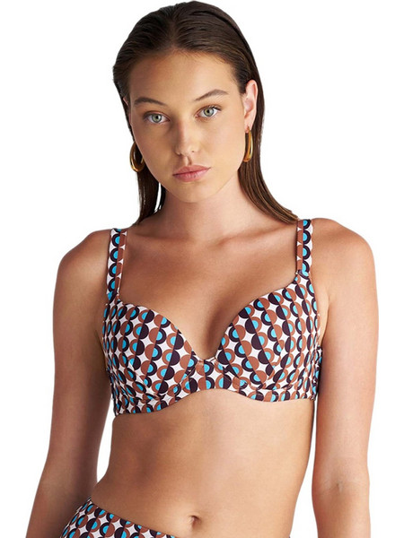 BLU4U Polca Borders Bikini Top με Ενίσχυση Καφέ Εκρού 26366469C-47
