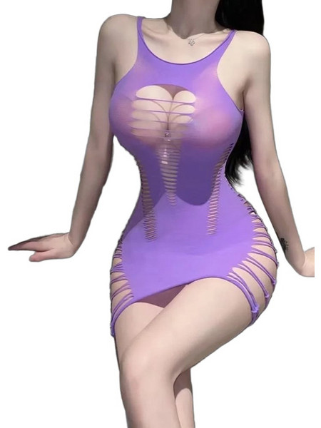 Kinksters Sexy Φόρεμα Διχτυωτό Λιλά 6928048004108
